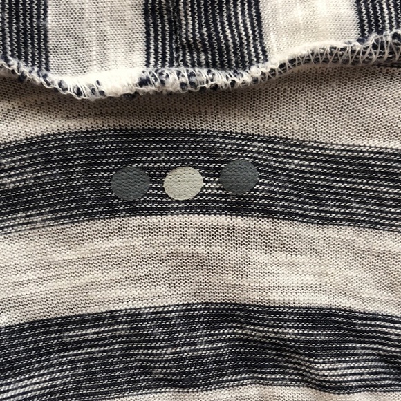 Three Dots Navy Blue White Striped Cardigan - Picture 9 of 11